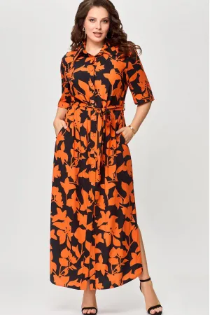 Платье Svetlana Style 1930 черный+оранжевый листик
