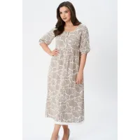 Платье Your Size 2253/164 Серо-бежевый с принтом