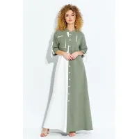 Платье Euromoda 691 хаки белый