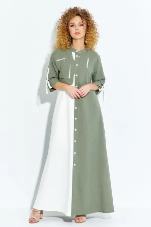 Платье Euromoda 691 хаки белый