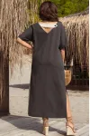 Платье Vittoria Queen 20643-1 серо-бежевый+молочный