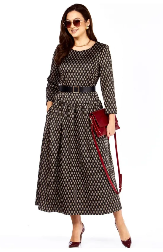 Платье Taita Plus 2526-2 т.шоколад + беж