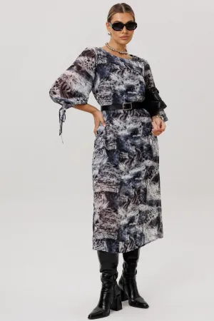 Платье Anelli 1733 Леопардовый серый