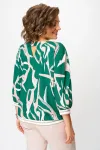 Блузка Swallow 872 изумрудно- зелёный в бежево- молочный принт