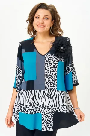 Блузка Svetlana Style 5036 черный с голубым принт