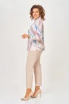 Блузка Swallow 772.4 пудровый, в мятный, бежевый и ярко-голубой принт