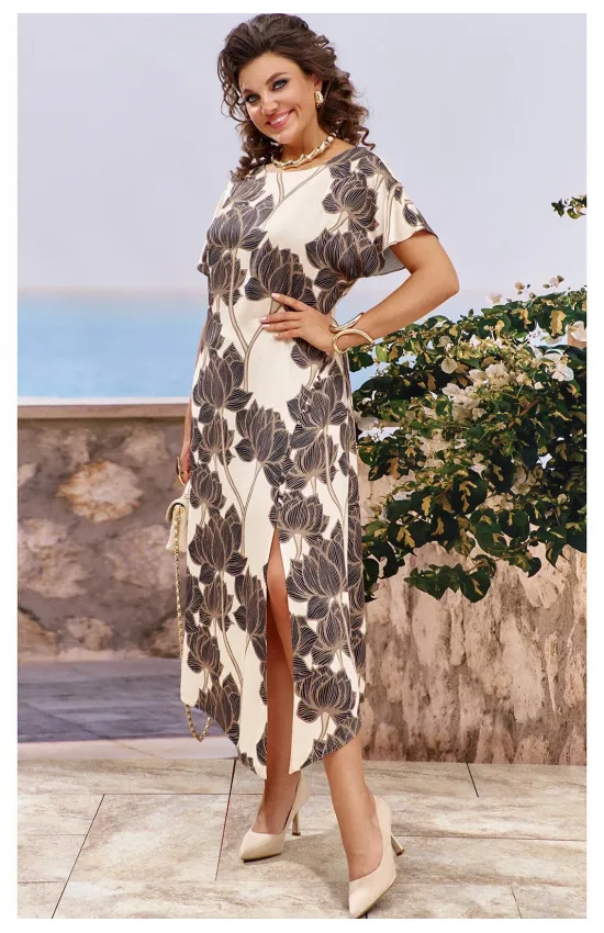 Платье Vittoria Queen 25703 * бежевый+принт цветы
