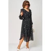 Платье Eva Grant 7297В черный в белый горох