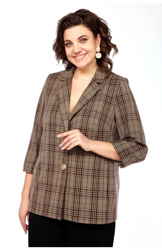 Пиджак Lakona 11429 шоколад в клетку