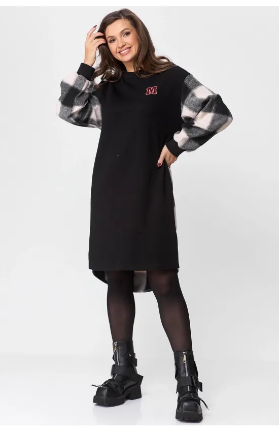 Платье Michel Chic 2159 чёрный + клетка