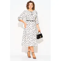 Платье Лилиана 1511Л молочный+горох