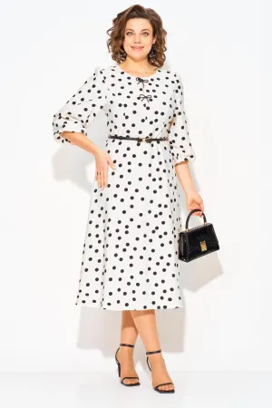 Платье Лилиана 1511Л молочный+горох