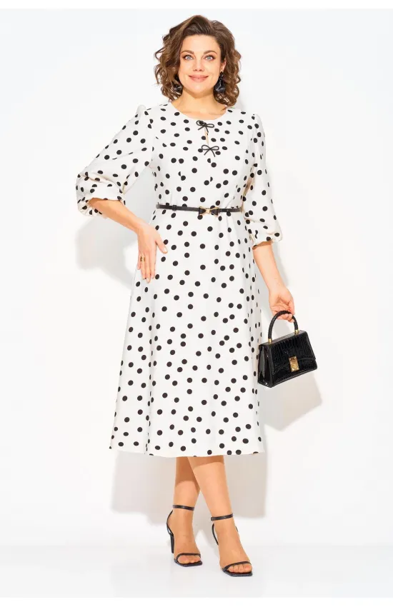 Платье Лилиана 1511Л молочный+горох