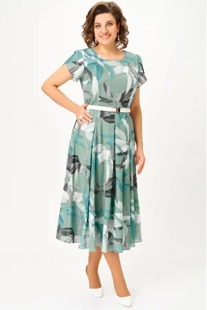 Платье Swallow 843.6 мятный/принт «тропические листья»