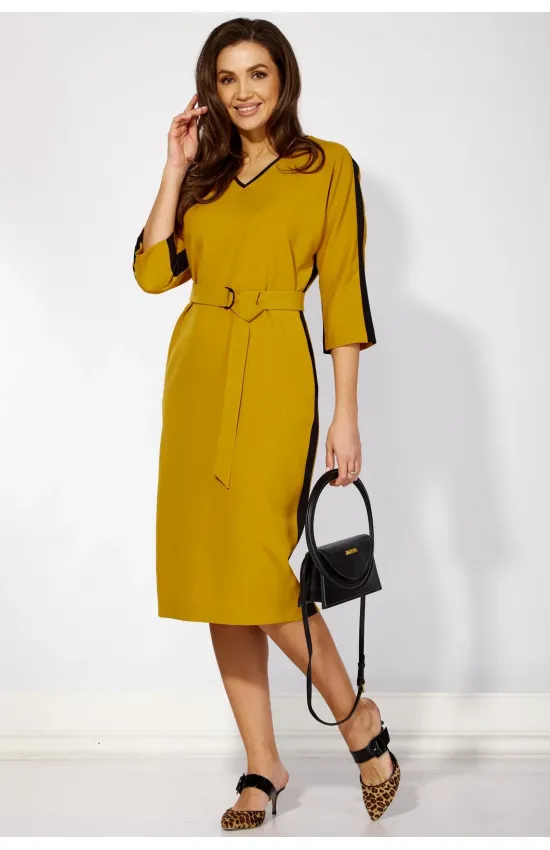 Платье Карина Делюкс М-1208горчица горчица, черный