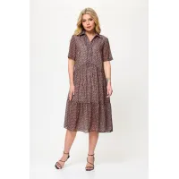 Платье Talia Fashion 424 геометрический принт в черно- коричневых тонах.