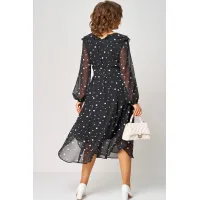 Платье Eva Grant 7297В черный в белый горох
