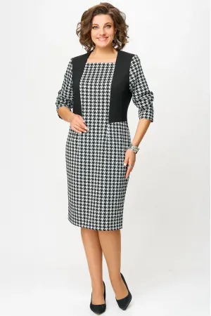 Платье Swallow 866 чёрный/чёрно-белая гусиная лапка