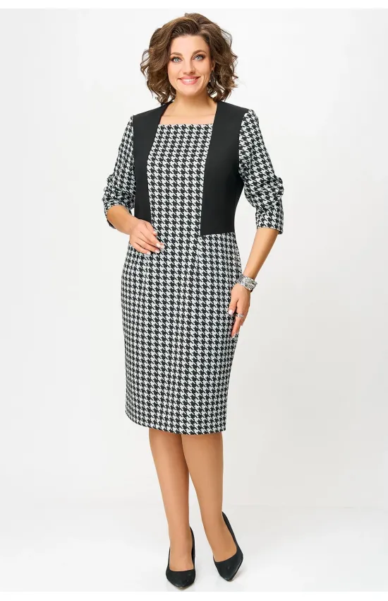 Платье Swallow 866 чёрный/чёрно-белая гусиная лапка