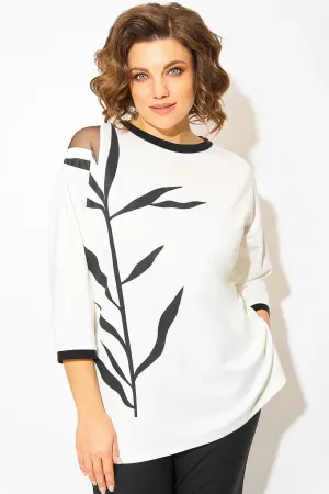 Блузка Лилиана 1495 бело-черный