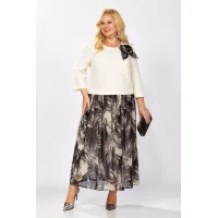 Платье Кокетка И К 1314 молочный+серый