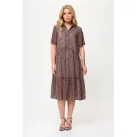Платье Talia Fashion 424 геометрический принт в черно- коричневых тонах.