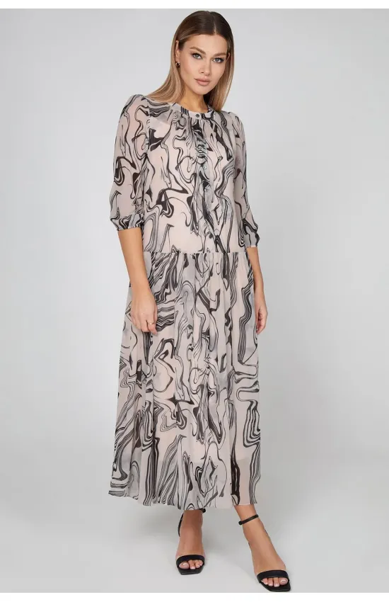 Платье Bazalini 5010 бежевый+принт