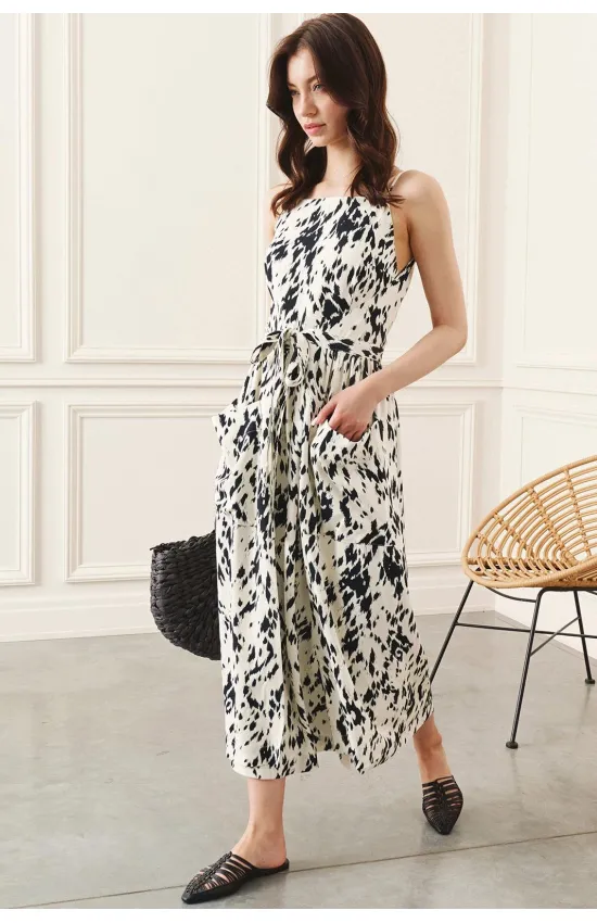 Платье Lokka 1405 молочный/черный принт