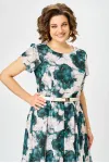 Платье Swallow 900.4 пудровый, принт «изумрудные цветы»