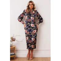 Платье Мода-Юрс 2915 темно-синий_цветы