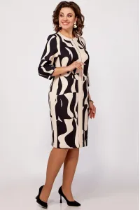 Платье Swallow 798 бежево-чёрный принт