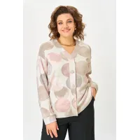 Кардиганы Swallow 889.1 молочный/принт круги в тёмно-бежевых оттенках