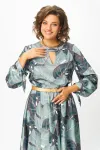 Платье Swallow 707.1 принт «тропические листья в светло- бирюзовых и тёмных оттенках»