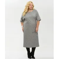 Платье Your Size 2264/170 Черно-белый в «гусиную лапку»