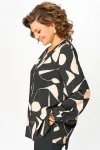 Блузка Swallow 851 чёрный в бежевый принт