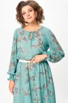 Платье Swallow 819.1 бирюзовый, принт «коричневые веточки»