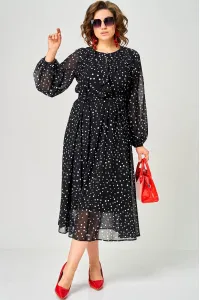 Платье Eva Grant 7177C черный в мелкий горох