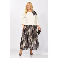 Платье Кокетка И К 1314 молочный+серый