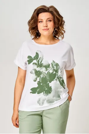 Блузка Rumoda 2259 белый_зеленый