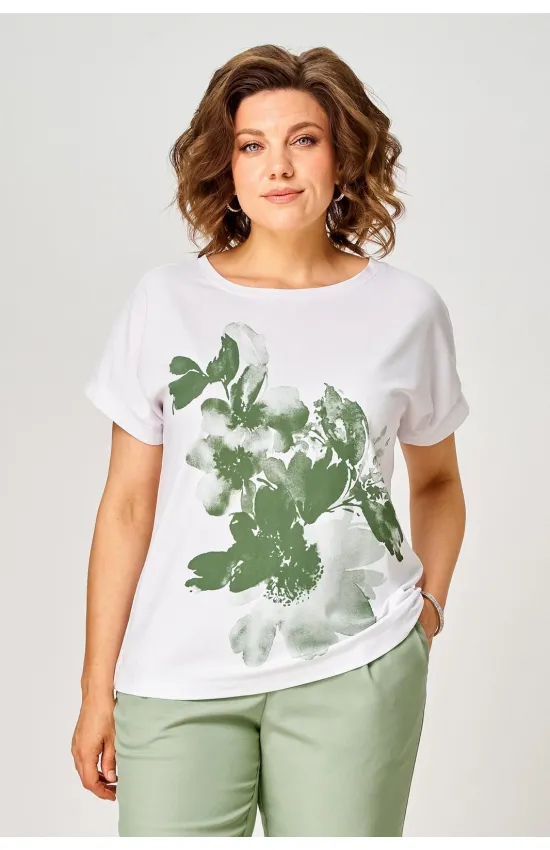 Блузка Rumoda 2259 белый_зеленый