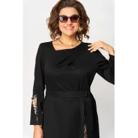 Платье Eva Grant 7220Б черный+принт капучино