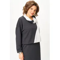 Платье Кокетка И К 1322 серый+белый