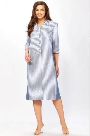 Платье Тэнси 411 джинсовый + белый