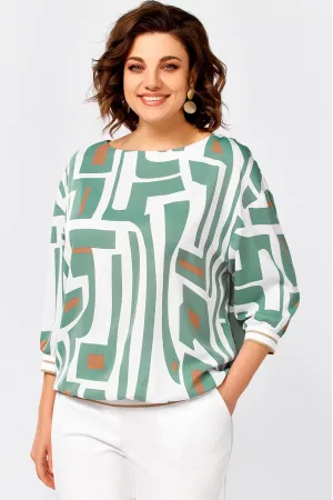 Блузка Swallow 872.6 принт молочно- мятный