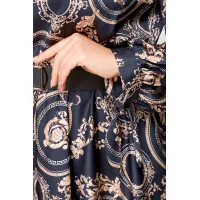 Платье Swallow 707 черный в бежевый принт