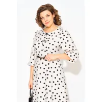 Платье Лилиана 1511Л молочный+горох