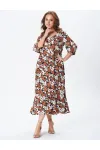 Платье Your Size 2259/164 Медно-коричневые и молочные цветы на черном