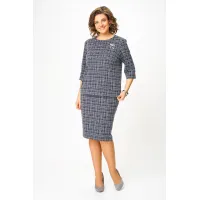 Костюм Swallow 877 графит, молочный принт  клетка