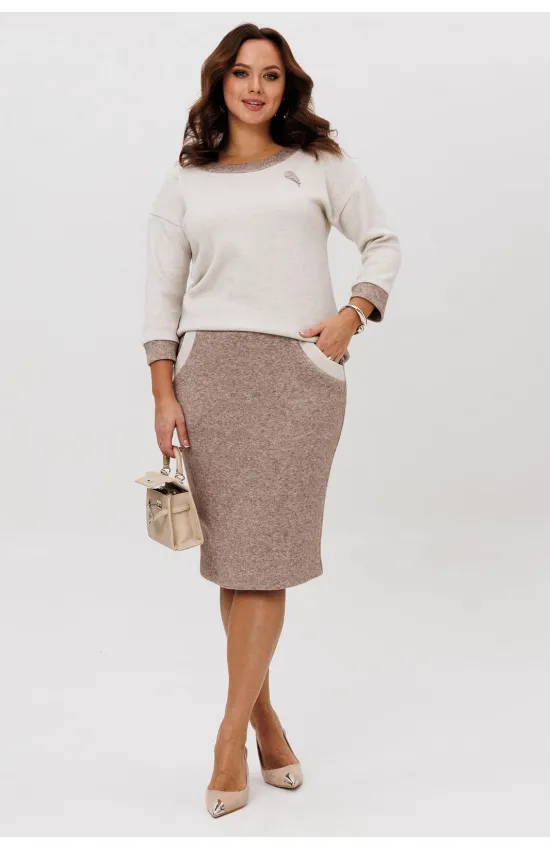 Костюм Галеан Cтиль 786-2 коричневый с бежевым