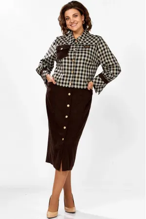 Костюм Mira Fashion 5618 клетка+коричневый